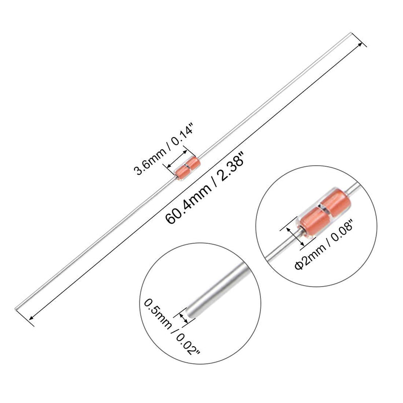 [Australia - AusPower] - uxcell 50PCS NTC Thermistors Resistors MF58 3950B 10K Ohm Glass Sealed Temperature Sensors 