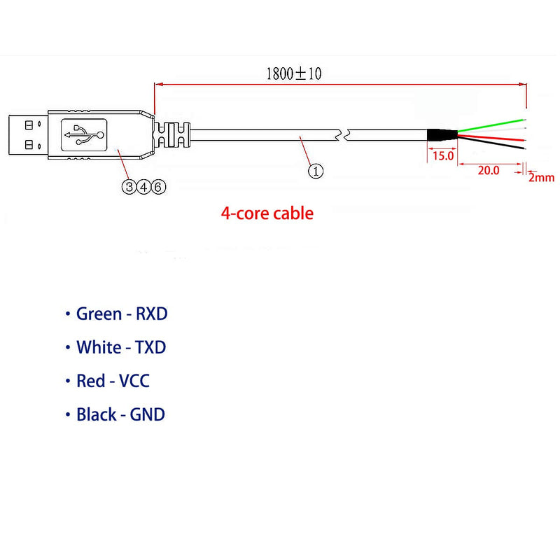 [Australia - AusPower] - 6FT USB to RS232 Serial Adapter Cable 4 Pin Wire End FTDI Chip (4 Pin) 