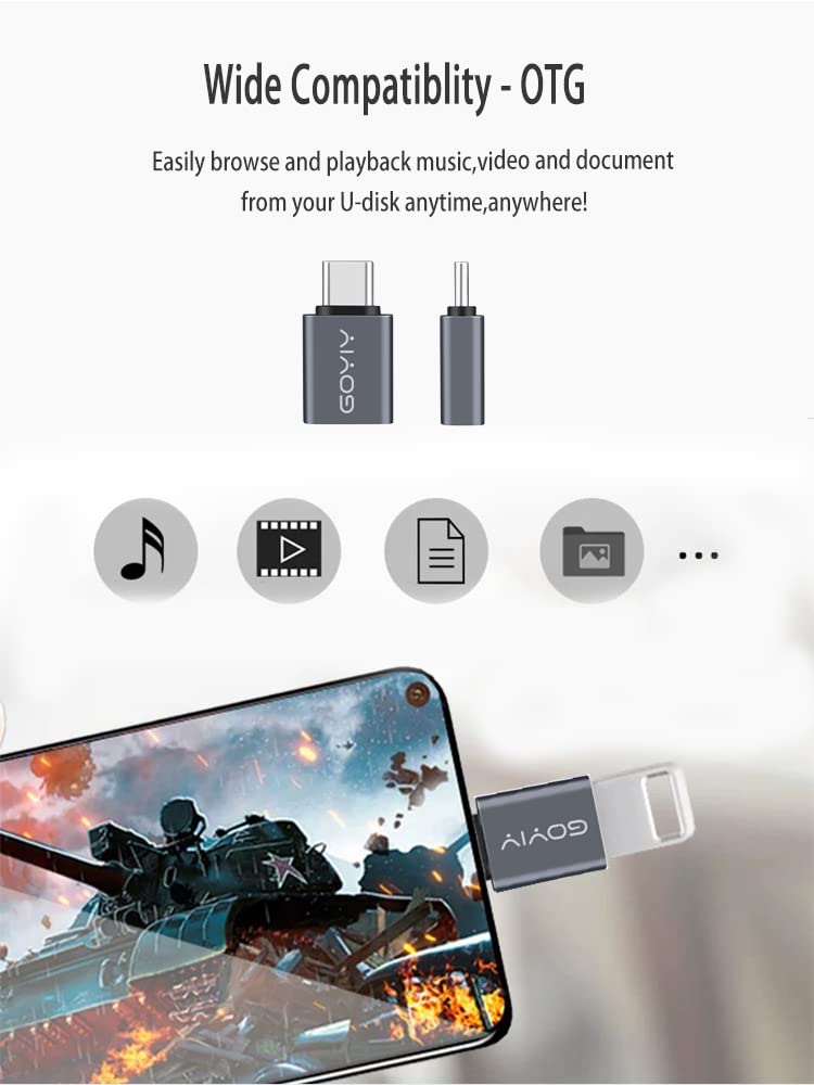 [Australia - AusPower] - GOYIY USB C to USB Adapter, USB C Male to USB Female Adapter, USB3.2 Gen 2，2-Pack, Compatible with MacBook Pro/Air, iMac, iPad Mini/Pro, Mobile Phone and Other Type C or Thunderbolt 4/3 Devices(Grey) Grey 