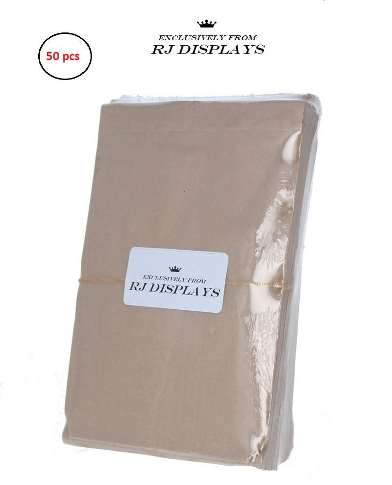 [Australia - AusPower] - RJ Displays-Brown Kraft Flat Merchandise & Packaging Bags- Pack of 50 Bags Size-12" x 15" Inches 