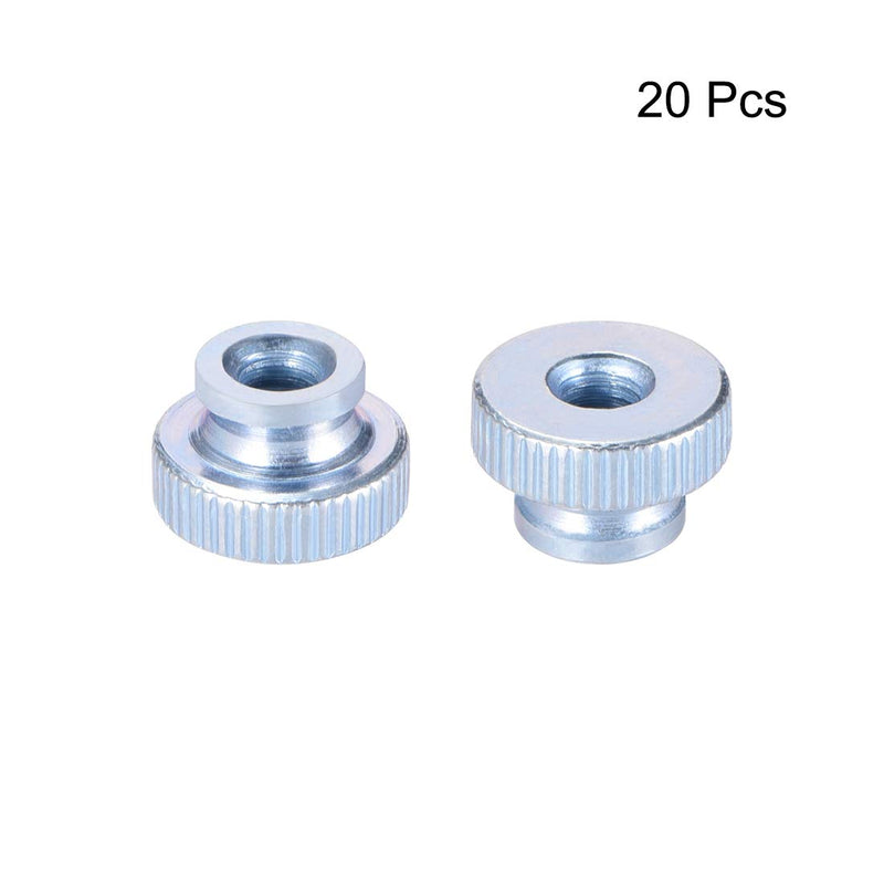 [Australia - AusPower] - uxcell Knurled Thumb Nuts, 20Pcs M4x0.7mm Iron Round Knobs Fastener for 3D Printer Parts, Silver Tone M4 