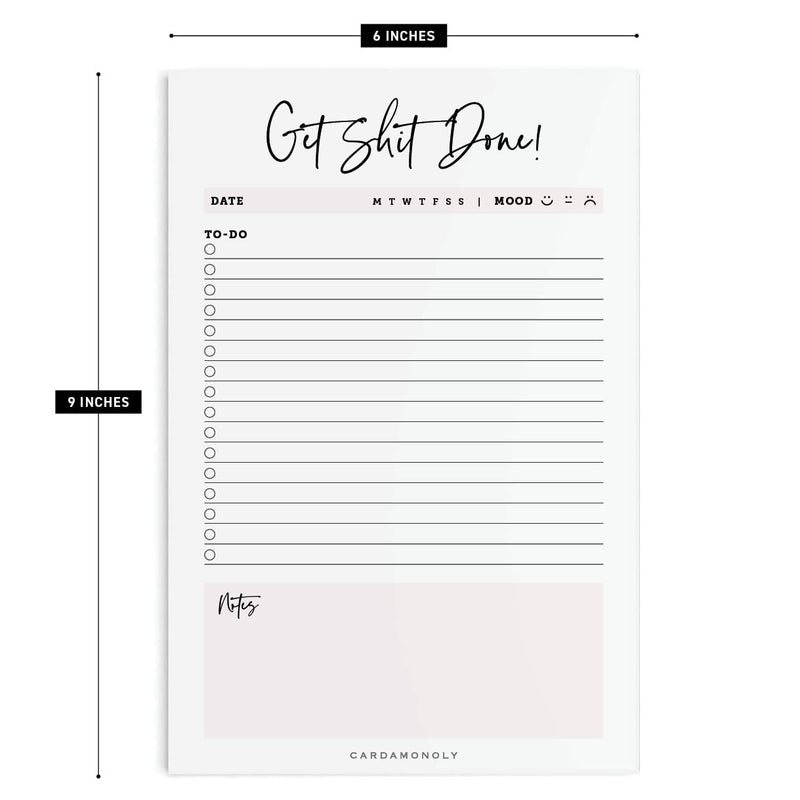 [Australia - AusPower] - Undated Checklist Pad - Get Shit Done Notepad - to DO List - 6 x 9 Inch - Office Decor for Women - 50 Page Tear Off Get Things Done 6 X 9 