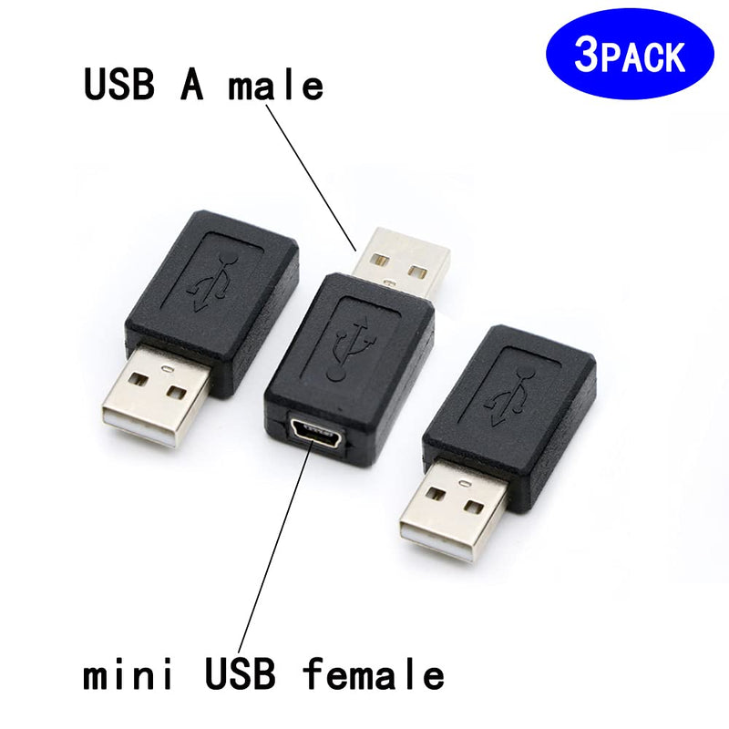 [Australia - AusPower] - 3 Pack USB 2.0 A Male to USB B Mini 5 Pin Female Adapter Converter 