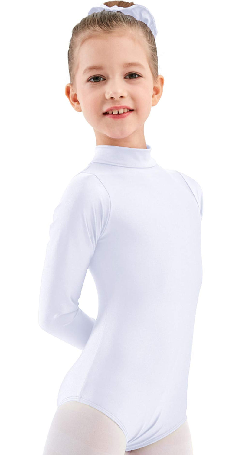 [Australia - AusPower] - Updated Toddler Girls Long Sleeve Ballet Dance Leotard for Kids and Teens White 6 