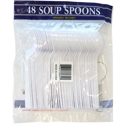 [Australia - AusPower] - Party Dimensions Plastic Soup Spoon | White | Pack of 48 Soupspoon, 48 count 