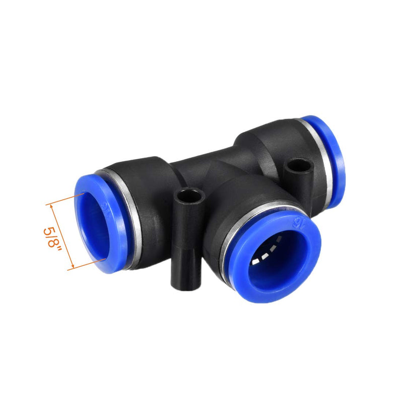 [Australia - AusPower] - uxcell Plastic Tee Push to Connect Tube Fittings 16mm or 5/8" OD Push Lock Blue 4pcs 