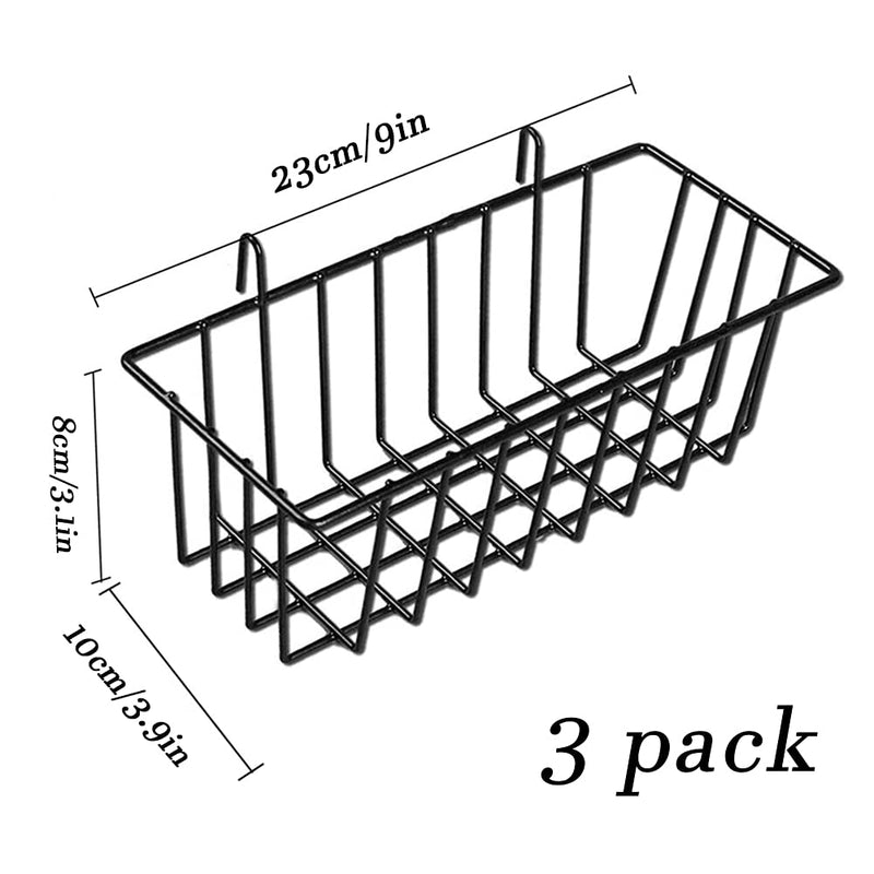 [Australia - AusPower] - 3 Pack Wall Grid Panel Hanging Wire Basket,Wall Storage and Display Basket,Grid Wall Storage Basket for Kitchen,Home Decor Supplies,Black 