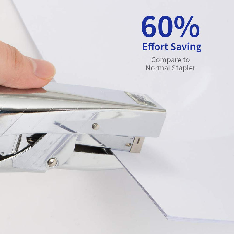[Australia - AusPower] - Madeking 60% Effortless Desktop Stapler with 1000 Staples ,The Hand-held staplers Have 40 Sheet Page, Easy to Load Ergonomic All Metal staplers for Desk, Includes Staple Remover (1, Silver) 1 