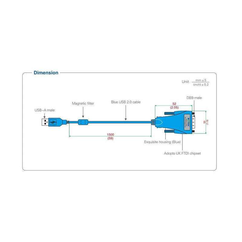 [Australia - AusPower] - UTEK UT-8801 1.5M Length USB to RS-232 Converter ver2.0(1-Port USB to RS-232 Serial Converter with ESD Protection) 