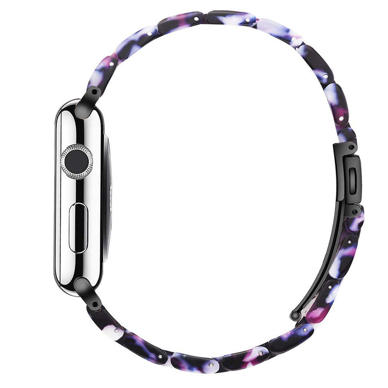 [Australia - AusPower] - Caunedy Resin Watch Band for Apple Watch 38mm 40mm 42mm 44mm Series 6/5/4/3/2/1 Fashion for Women Lightweight Smart Watch Wristband Strap with Stainless Steel Buckles AbyssalBlue 38/40mm 
