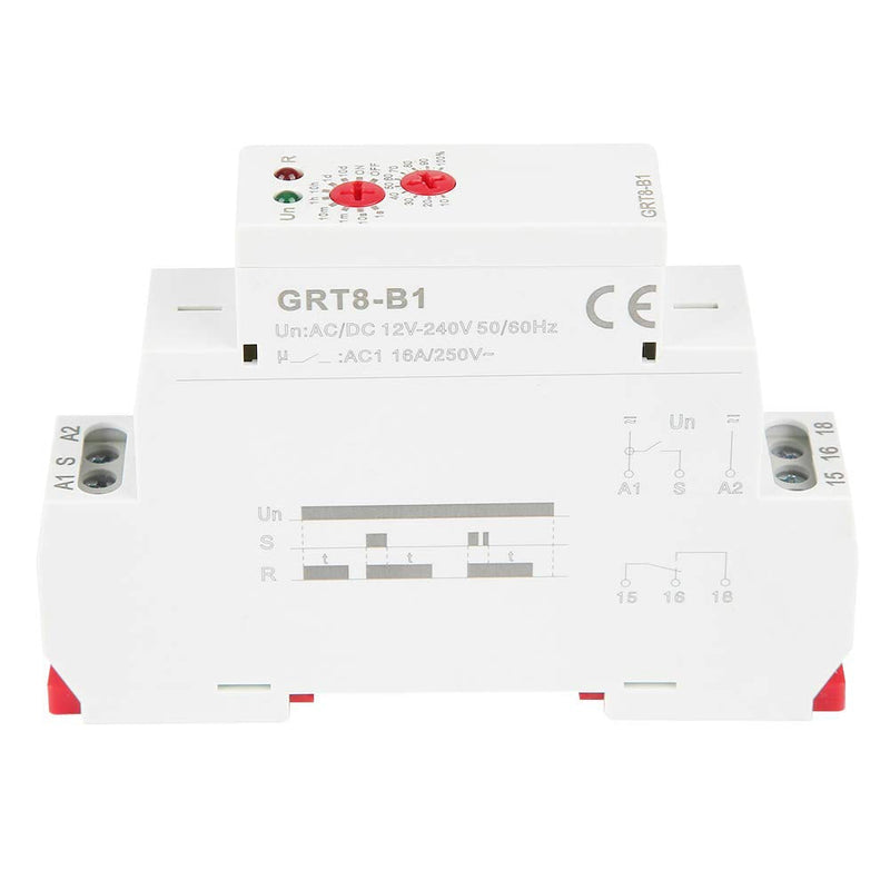 [Australia - AusPower] - AC/DC 12V~240V GRT8-B1 Mini Power Off Delay Time Relay 35mm DIN Rail Single Function Time Off Delay Relay Set by Panel Knob for Power-Off Delay 
