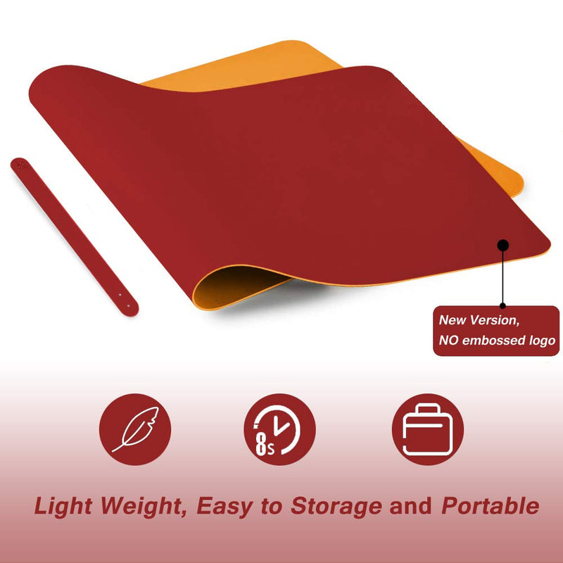 [Australia - AusPower] - Desk Pad Protector Office Desk Mat, BUBM Waterproof PU Leather Desk Writing Mat Laptop Large Mouse Pad Desk Blotters Desk Decor for Office Home, 35.4" x 17" Red 35.4" x 17" 