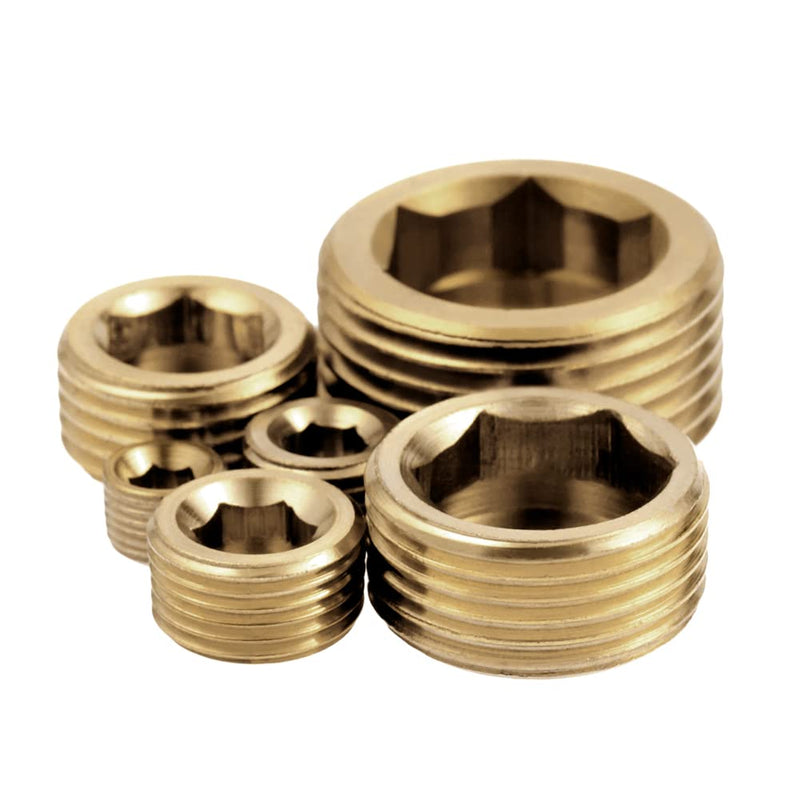 [Australia - AusPower] - ANPTGHT 1/2" NPT Plug Brass Pipe Fitting, Counter sunk Thread Internal Hex Head Style Male Pipe (Pack of 3) 1/2inch 3 Pcs 