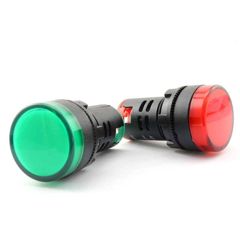 [Australia - AusPower] - PZRT 2Pcs Energy Saving LED Indicator Light, Flush Panel Mount-Mounting Hole, Size 22mm 7/8 Inch Red Green 12V 
