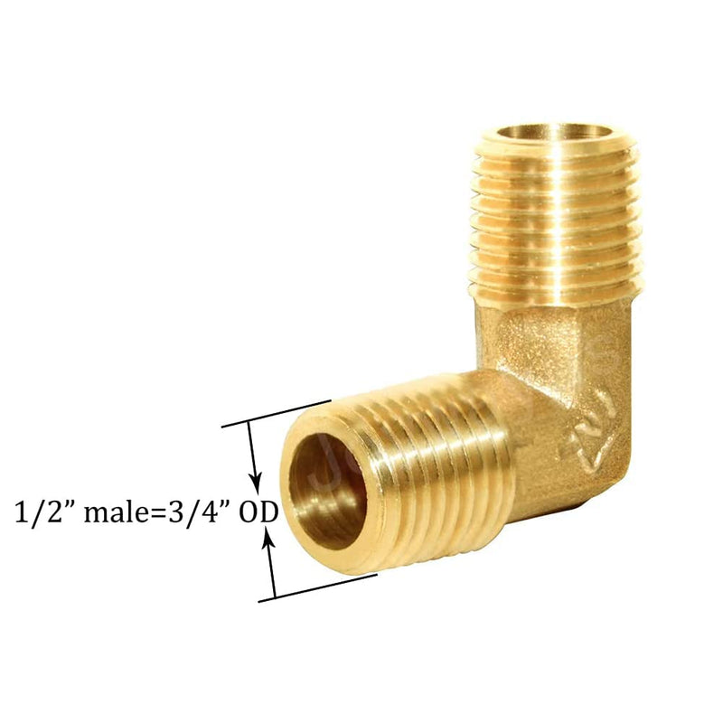 [Australia - AusPower] - Joywayus 90-Degree Male Elbow Pipe Fitting Forged Brass 90 Degree Right Angle 1/2"NPT Male x 1/2"NPT Male (Pack of 2) Male x Male 