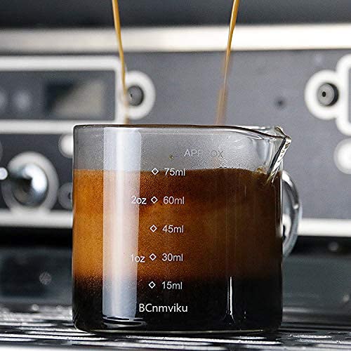[Australia - AusPower] - 2 Pack Double Spouts Measuring Triple Pitcher Milk Cup 75ML Espresso Shot Glasses Parts Clear Glass 2 