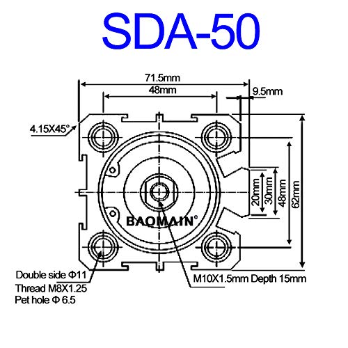 [Australia - AusPower] - Baomain Air Cylinder 50mm Bore 50mm Stroke Double Action Thin 