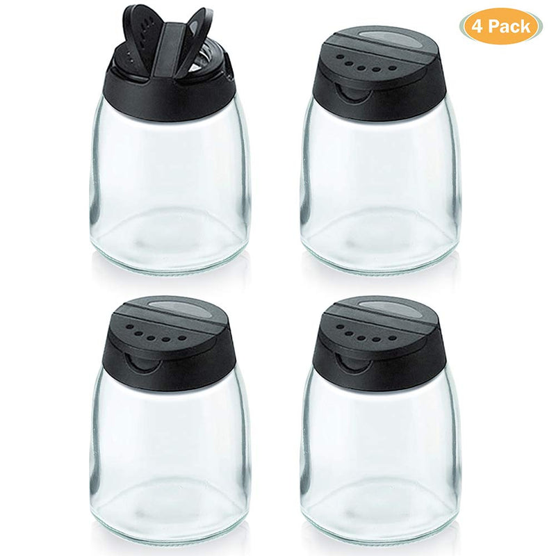 [Australia - AusPower] - Abdodar Glass Spice Jars with Shaker Pour Lid, Seasoning Shakers Glass Bottles Spice Shakers Salt & Pepper Shaker Container Set (Black04) Black04 