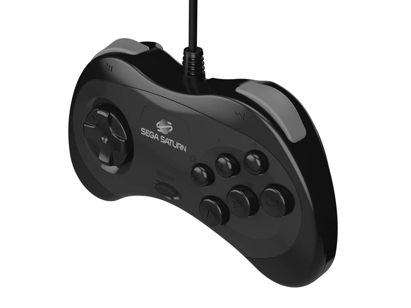 [Australia - AusPower] - Retro-Bit Official Sega Saturn USB Controller Pad (Model 2) for Sega Genesis Mini, PS3, PC, Mac, Steam, Switch - USB Port (Black) 
