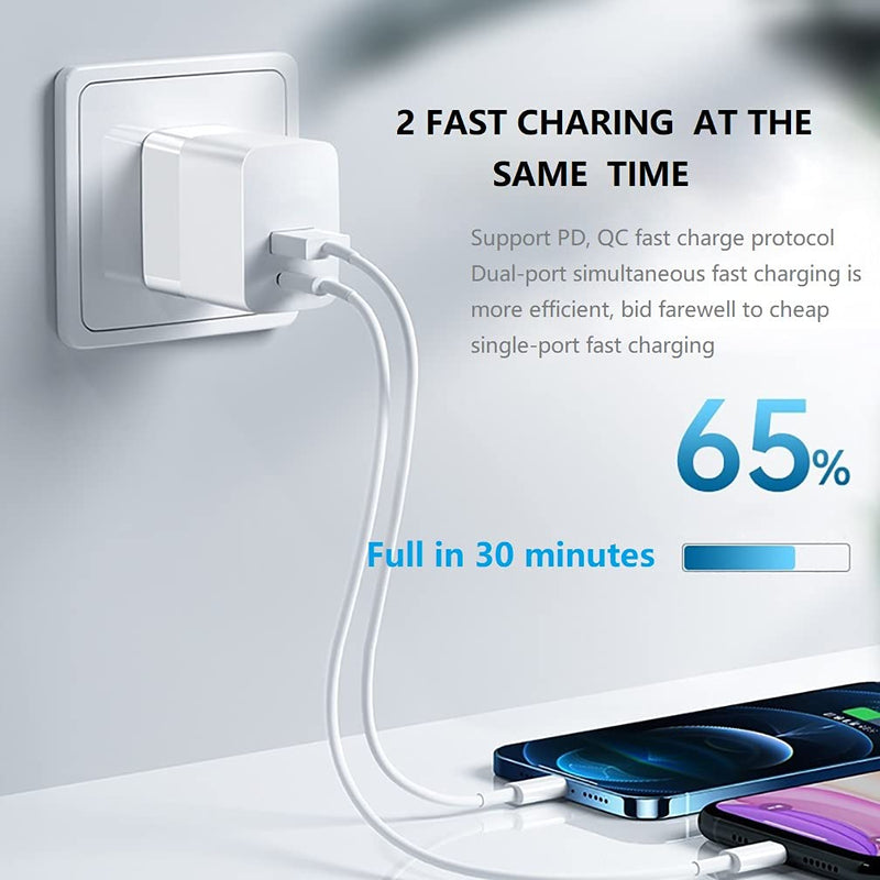 [Australia - AusPower] - Adaptter Charger 20W PD, USB A+C Wall Charger Portable Double-Port Fast Charging Ultra Compact for Type C Travel Plug Cube Power Adapter for iPhone 12 Mini 11 Pro, GS-W18A 