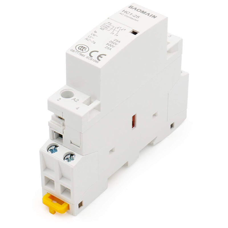 [Australia - AusPower] - Baomain Universal AC Contactor HC1-25 AC 110V-120V 25A 2 Pole 50/60Hz Circuit Control 35mm DIN Rail 
