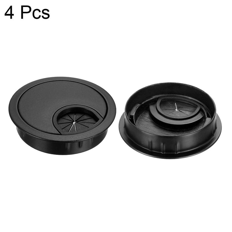[Australia - AusPower] - uxcell Cable Hole Cover, 2.1inch Zinc Alloy Desk Grommet for Wire Organizer, 4 Pcs (Black) 2-1/8 Inch Black 