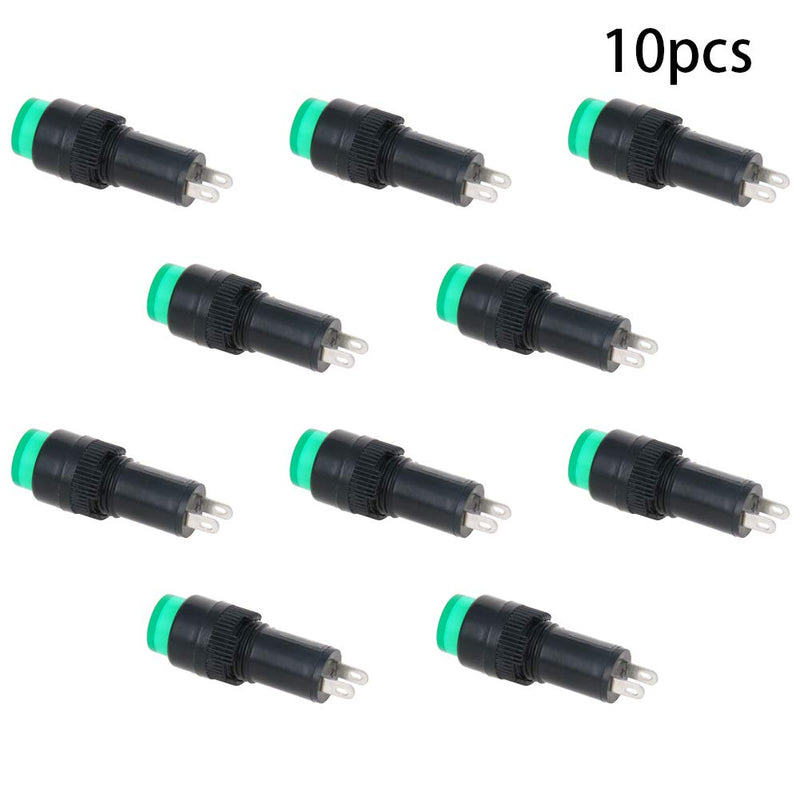 [Australia - AusPower] - Othmro Signal Indicator Dash Light DC 24V, Neon LED Bulbs NXD-21 Green, 35mm 1.38inch Plastic Shell Panel Mount Signal Pilot Dash Directional Lights 10pcs AC/DC 24V 10PCS 