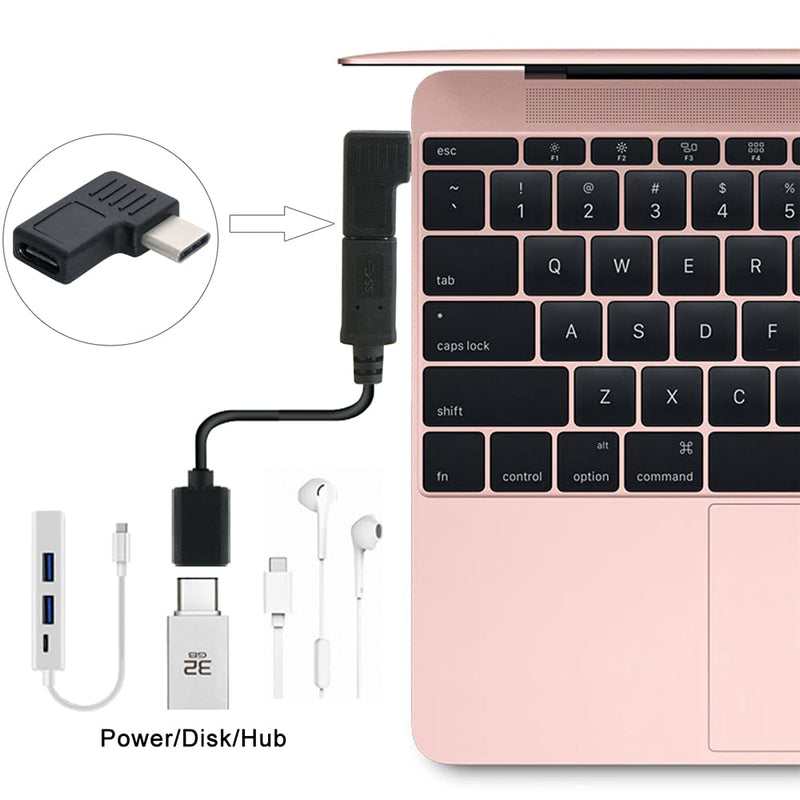 [Australia - AusPower] - NFHK 90 Degree Right & Left Angled USB 3.1 Type-C Male to Female Extension Adapter for Laptop & Tablet & Mobile Phone 