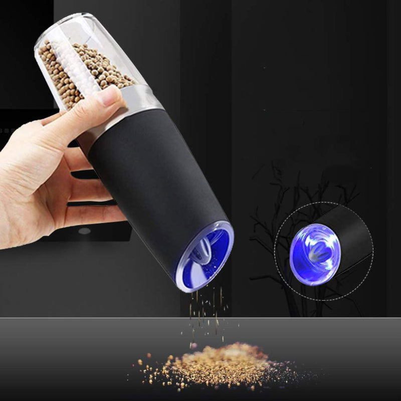 [Australia - AusPower] - Stainless Steel Battery Operated Gravity Electric Pepper Grinder Salt Mill Automatic Spices Mill with Blue Led Light 