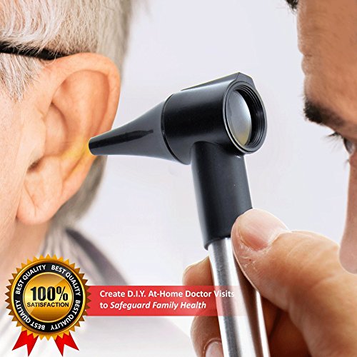 [Australia - AusPower] - Fiber Optic Otoscope Auriscope Kit - Home Internal Ear Inspection Instrument w/ Battery, LED Digital Light, 3X Magnification, Washable Ear Tips for Children, Adults or Pets - SereneLife 