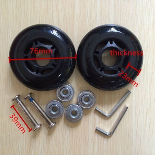 [Australia - AusPower] - 75X23mm Black Luggage Suitcase / Inline Outdoor Skate Replacement Wheels with ABEC 608zz Bearings 