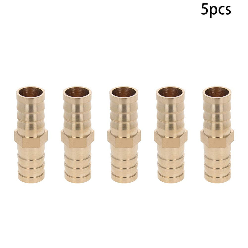 [Australia - AusPower] - Othmro 5Pcs 14mm ID Brass Barb Splicer Fitting,Straight Barb Hose Fitting Air Gas Water Fuel,Gold Tone 