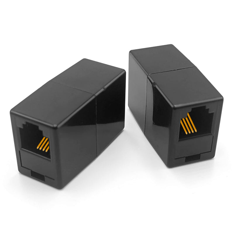 [Australia - AusPower] - NECABLES (5 Pack) RJ11 Coupler Phone Line Connector Telephone Cord Adapter RJ11 6P4C Female to Female for Landline Phone and Fax Black Black 5pcs 