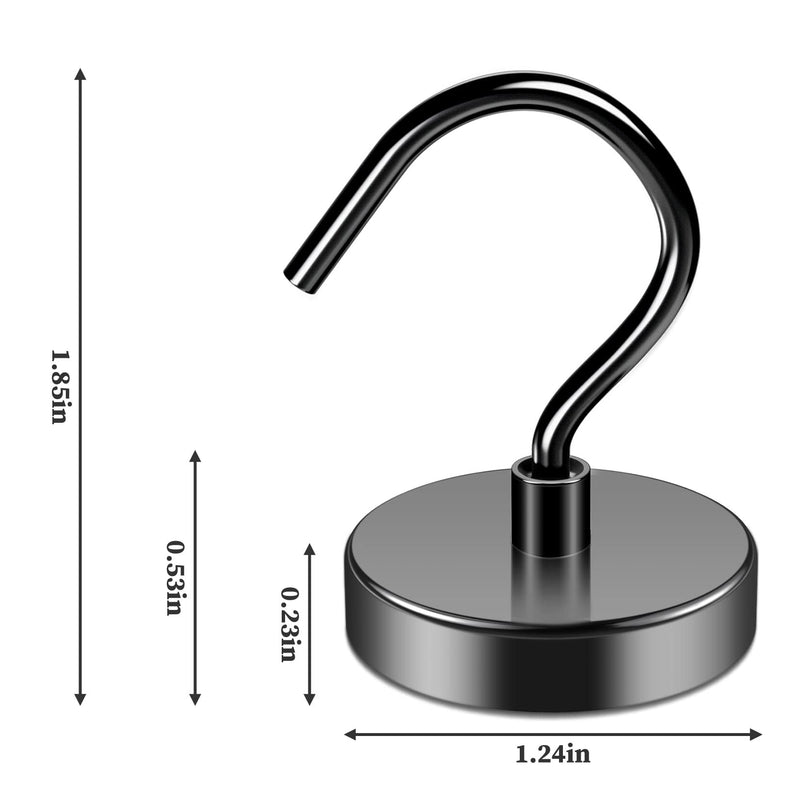 [Australia - AusPower] - 4Pack Black Magnetic Hook 110 lb Heavy Duty Strong Neodymium Magnetic Hooks, Refrigerator Magnet Hooks, Magnet with Hooks for Curtain, Home, Kitchen, Workplace 4Pack 