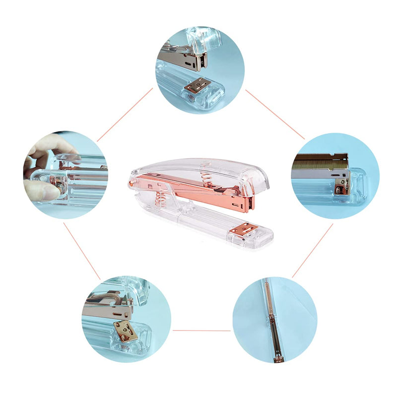 [Australia - AusPower] - Acrylic Desktop Stapler with 1000 26/6 Staples, 6 Binder Clips & 50 Paper Clips, Desk Accessory Kit for Home Office School (Silver) Silver 