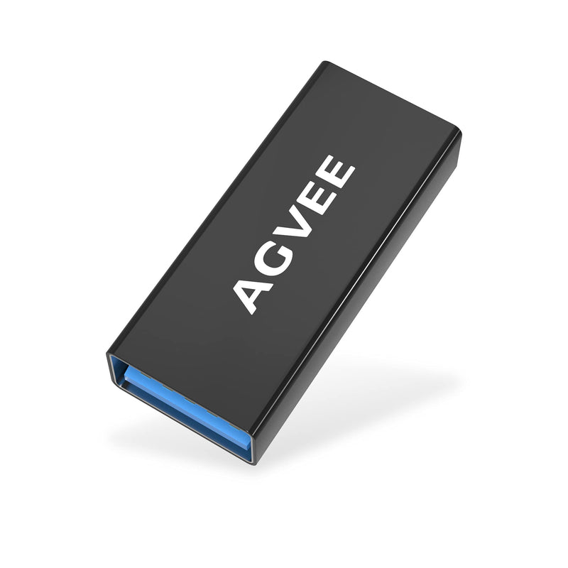 [Australia - AusPower] - AGVEE [4 Pack] USB-A 3.0 Female to USB-A 3.0 Female Adapter, USB 3.0 Converter Coupler Extension Extender Connector, Black 4 Pack 