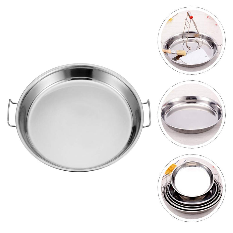 [Australia - AusPower] - Hemoton 2pcs Stainless Steel Everyday Pan Cold Noodle Plate Chef Stir Fry Pan Steamer Pot Saucepot Casserole Pot Tray Dish with Handles for Home Kitchen Food Serving 