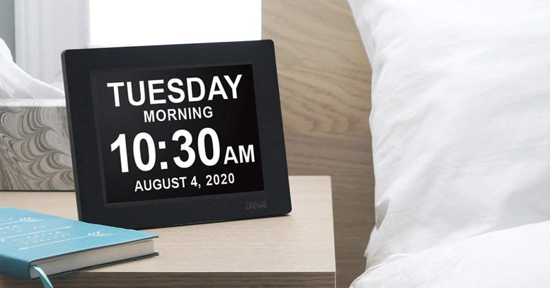 [Australia - AusPower] - 【New 2022】American Lifetime Day Clock Large Digital Clock Large Display with date and day of the week, Digital wall clock Large display Dementia products for elderly seniors,Clocks for Seniors (Black) Black 