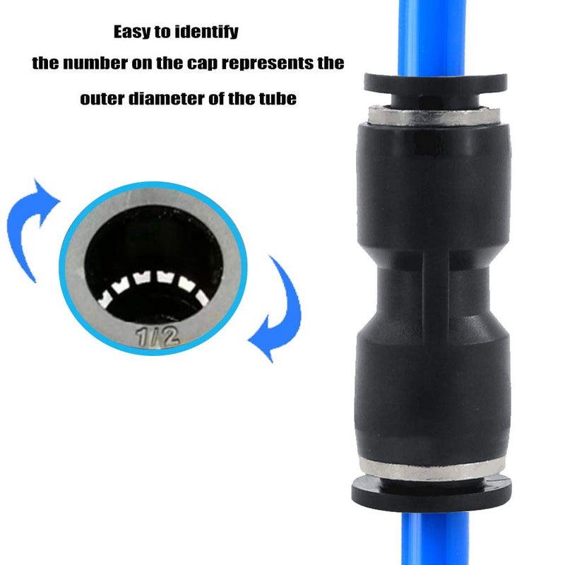 [Australia - AusPower] - Jienk 10PCS Pneumatic Push to Connect Fittings, PBT Plastic Union Straight 1/2"x 1/2" Tube OD Quick Connector for Home Garage Air Brake Air Compressor 1/2"x 1/2" 