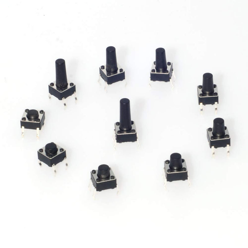 [Australia - AusPower] - QTEATAK 200 Pcs 10 Value 4 Pins 6 x 6mm Micro Momentary Tact Tactile Push Button Switch Assortment Kit 