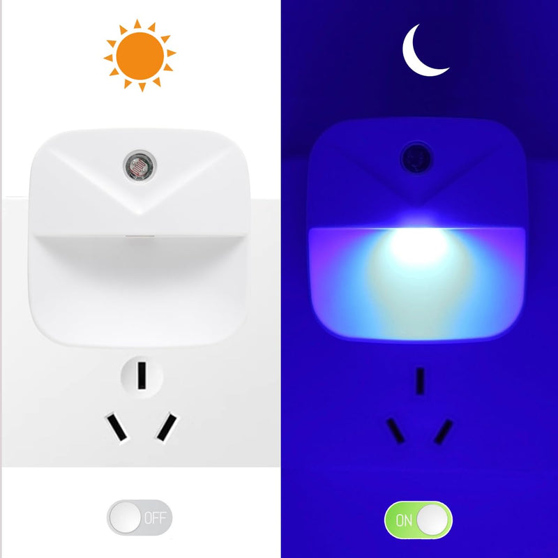 [Australia - AusPower] - KINUR 6 Pack LED Blue Night Light Plug in, Dusk to Dawn Sensor Automatic on and Off, Energy efficient, Soft Glow nightlights for Kids, Nursery, Bedroom, Bathroom, Hallway, Stairs, Kitchen 
