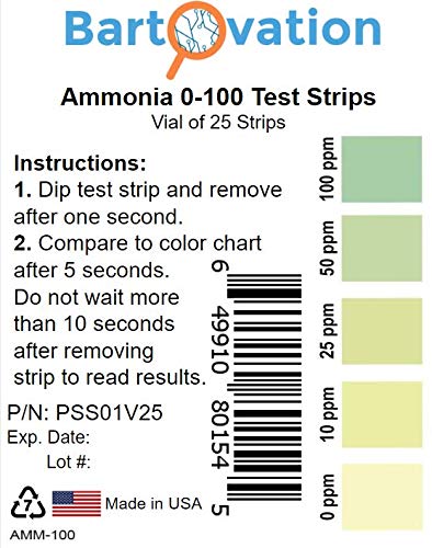 [Australia - AusPower] - Ammonia Test Strips 0-100 ppm [Vial of 25 Strips] for Industrial Applications 
