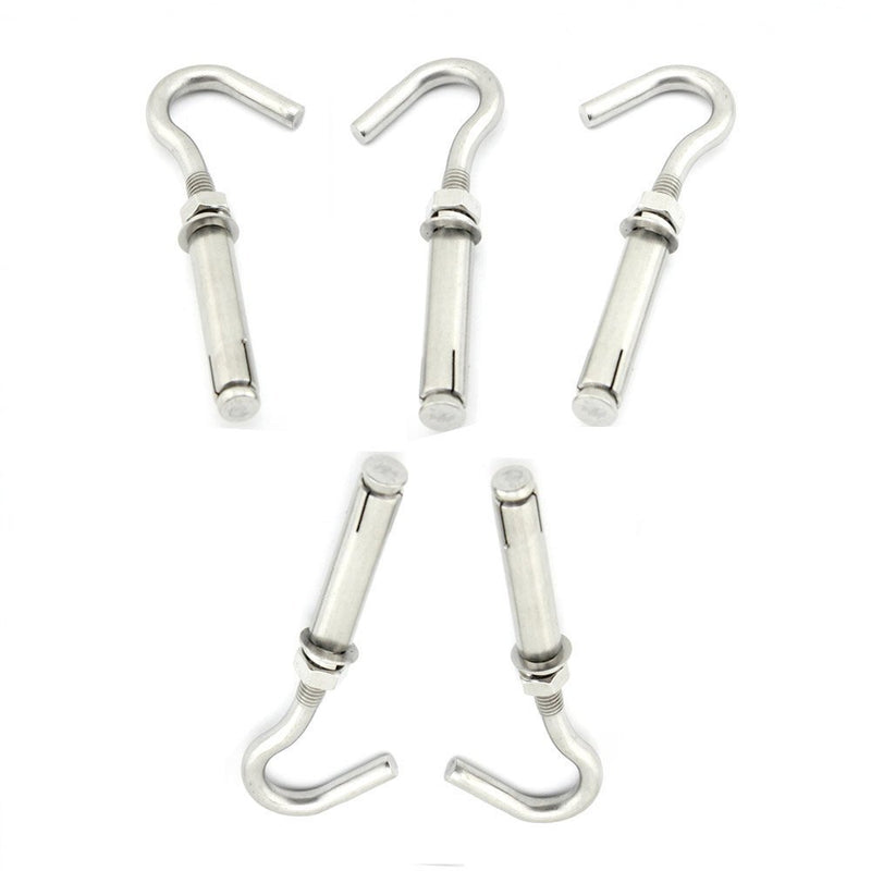 [Australia - AusPower] - Yasorn M8 Open Cup Hook Screw Stainless Steel Expansion Heavy Duty Bolts Pack of 5 