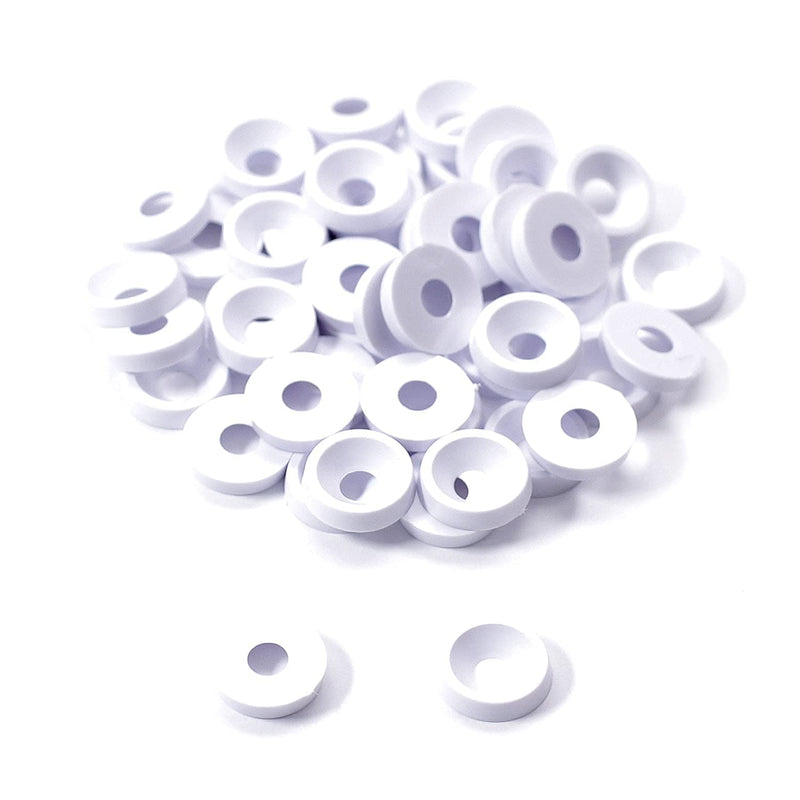 [Australia - AusPower] - Finishing Washers - #8 - (.500 Dia.) - Countersunk - Flat Top - Nylon - for Kydex Holster Making - USA Design - (Color Collection) - (50 Pack) White 