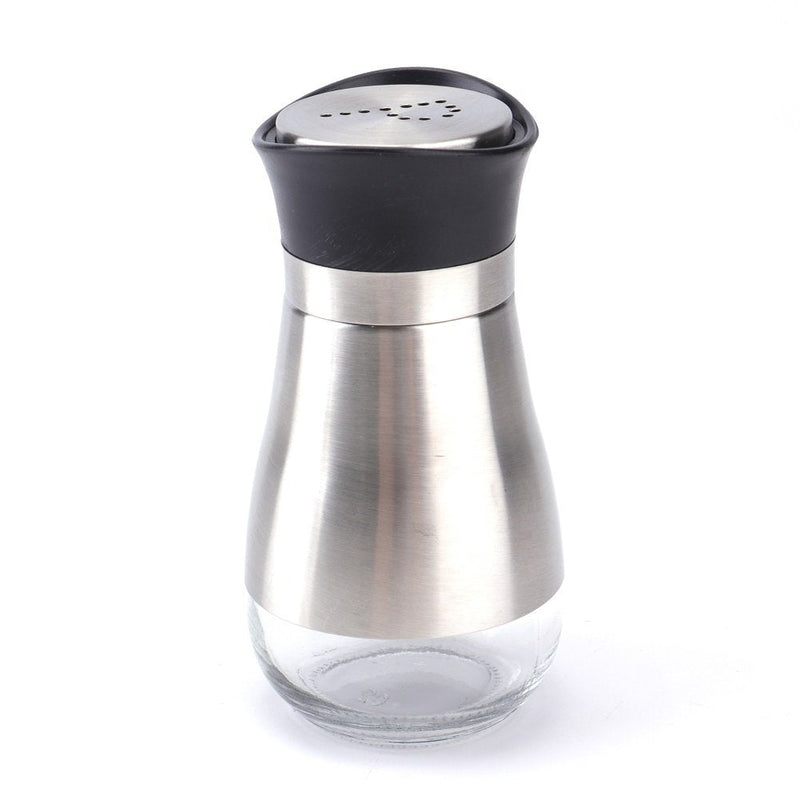 [Australia - AusPower] - Tebery 2 Pack Green Classic Salt and Pepper Shakers Set, 4 Ounces Stainless Steel & Glass Spice Dispenser, Refillable Design Silver-2 