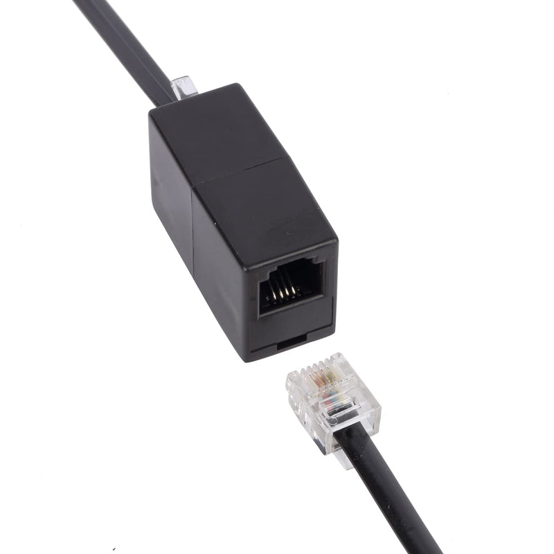 [Australia - AusPower] - RJ11 Coupler, Straight Telephone Inline Coupler RJ11 6P4C Inline Keystone Jack Female to Female Straight Telephone Cable Cord Extension Adapter Black 2 Pack 