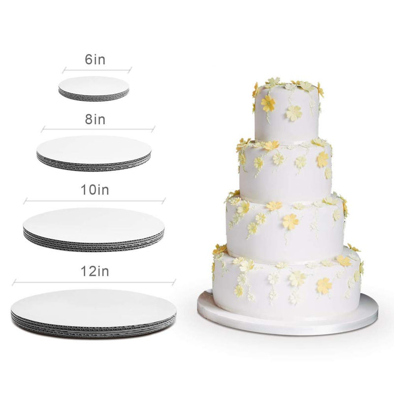 [Australia - AusPower] - Round Greaseproof Cake Boards – White Cake Circle Base, 6/8/10/12 inch, 5 of Each Size 