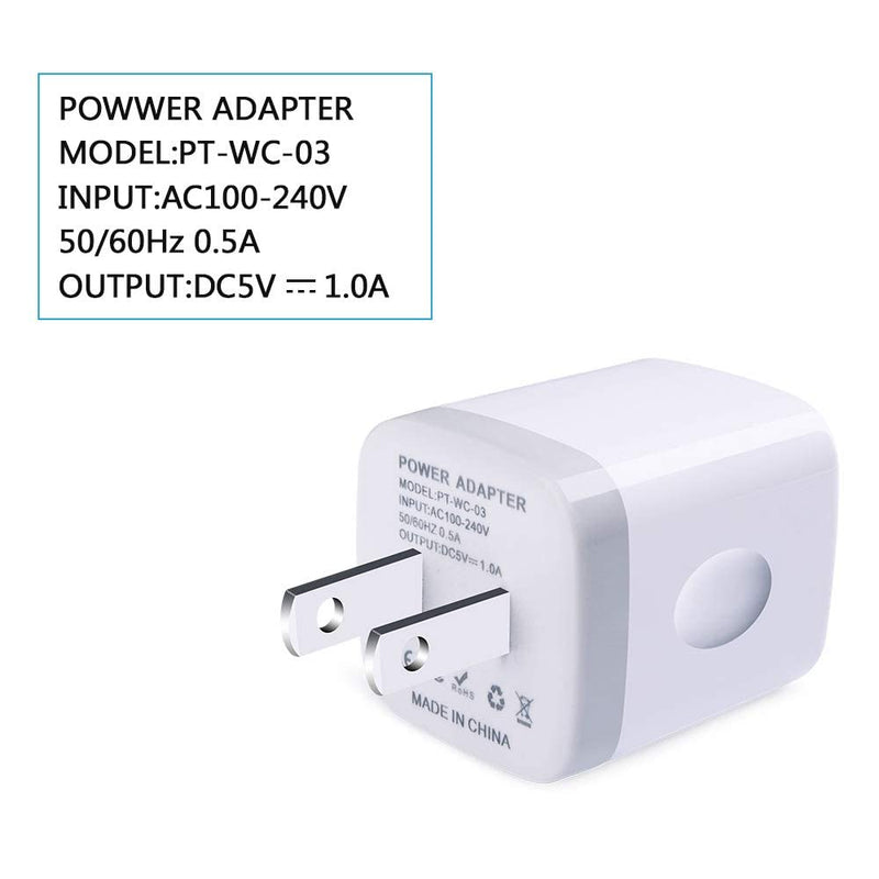 [Australia - AusPower] - Charging Block for iPhone, Charger Box, USB Cube, NonoUV 10-Pack Single Port Wall Charger 1A/5V USB Outlet Plug Adapter Power Bricks for iPhone 13 12 11 Pro SE XR XS X 8 7 6 6S Plus, iPad, Samsung 