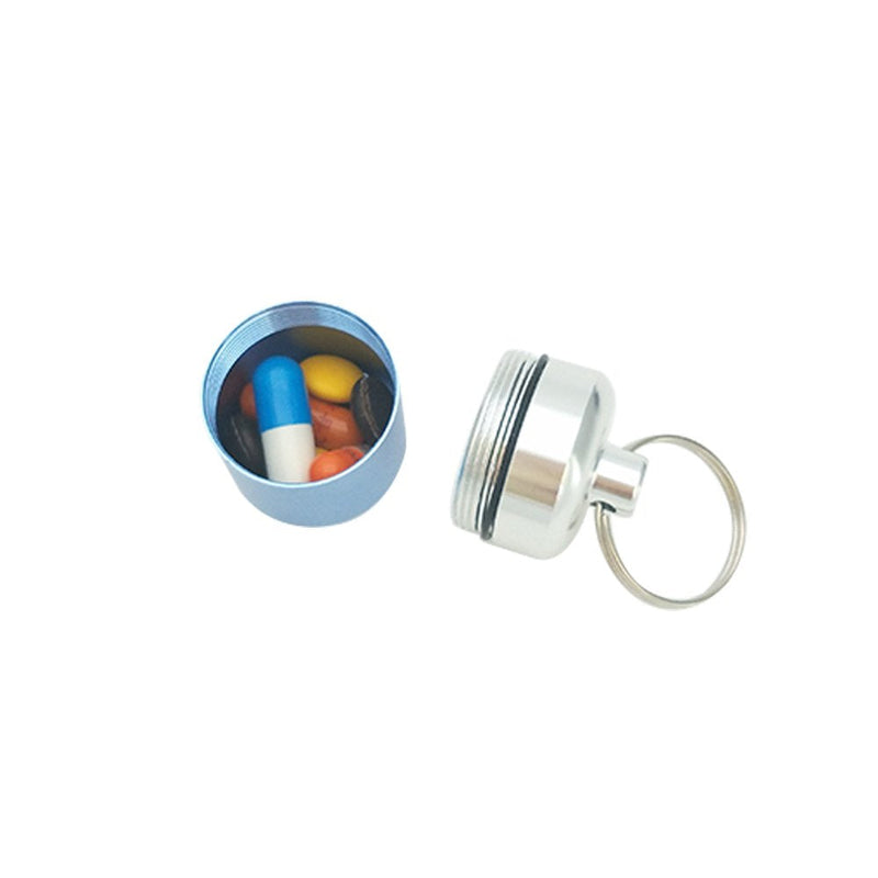 [Australia - AusPower] - FAYALA 2 Packs Aluminum Pill Container Keychain and Earplugs Casing Box Small and Cute Blue and Black 