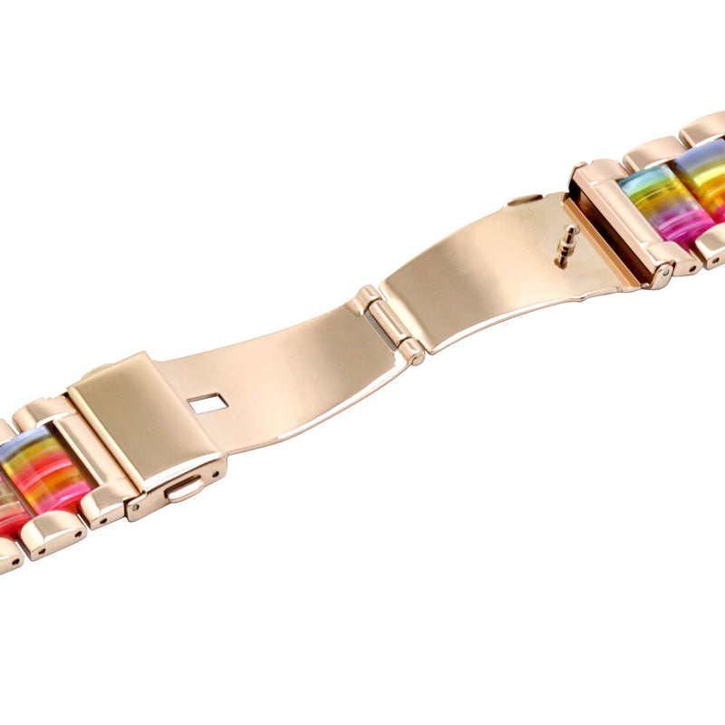 [Australia - AusPower] - Juntan Stainless Steel Resin Watch Band Compatible with Apple 38mm 40mm 42mm 44mm Smart Watch Strap Women Men Lightweight Band Compatible for iWatch 6 5 4 3 2 1 (Rose Gold+Rainbow, 42mm/44mm) Rose Gold+Rainbow 